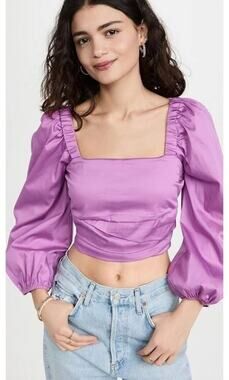 Veronica Beard Kayla Top Orchid Blouse Puff Sleeve Shirt